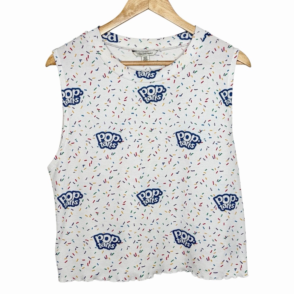 American Eagle Pop Tart Crop Tank Top Womens Small 90s Y2K Pop Culture Nostalgia